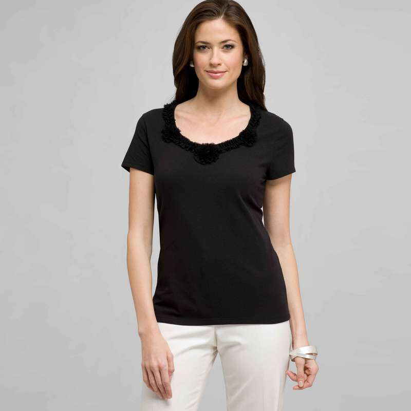 Flower Embellishment Tee, , large