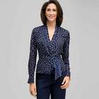 Long Sleeve Tie Front Blouse, , small